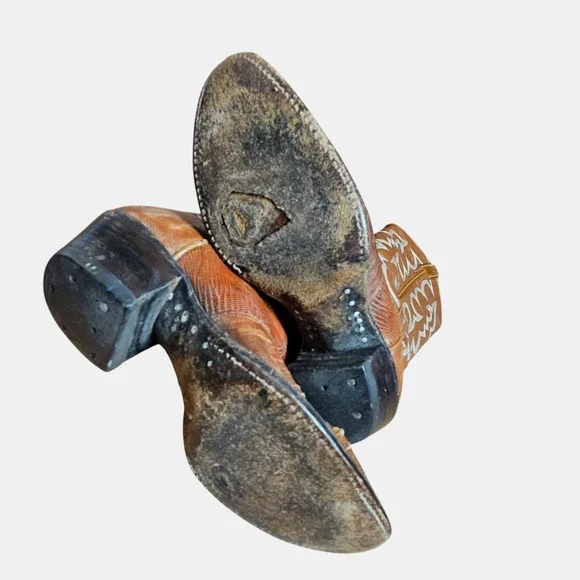 Tony Lama Lizard Exotic Teju Leather Western Boots Men's 5.5 B Cowboy J 4124 - Picture 2 of 12